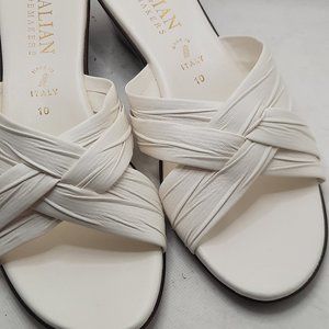 White, slip on, Italian Shoemakers wedge sandals, size 10. New, never worn